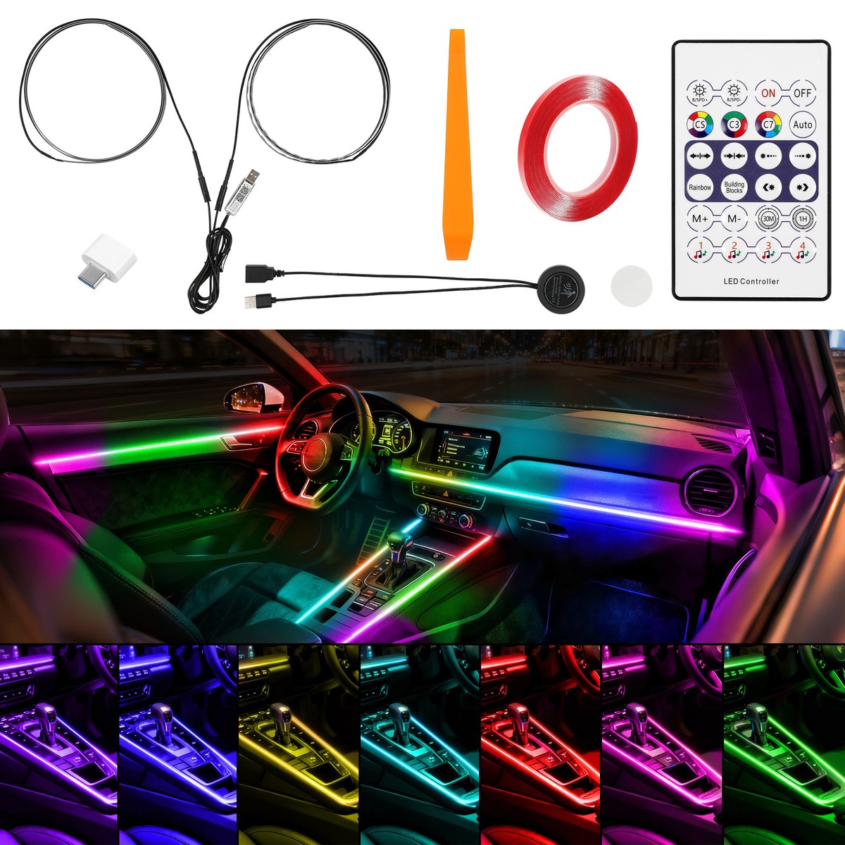 For Subaru Crosstrek RGB 2 in 1 Car Interior LED Strip Lights