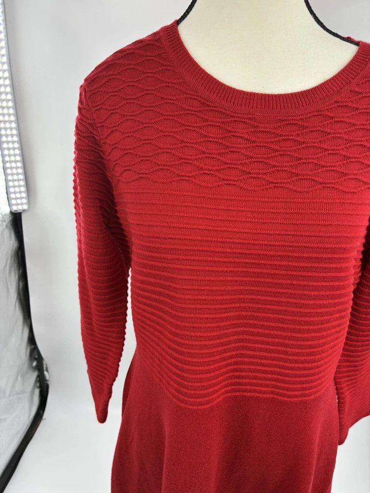 Vestido Suéter Marc New York Para Mujer L Rojo Calce y Acampanado Manga Larga Tejido Informal Foto 2 de 4