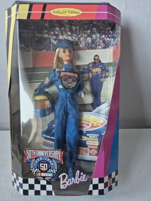 Barbie 50th Anniversary NASCAR Collectors Doll Rare Mattel Boxed PFSXK5R