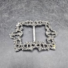Vintage Silver Dark Distressed Antique Finish Buckle Clip Large Retro