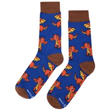 NWT Cute Dragon Dress Socks Novelty Men 8-12 Blue Crazy Fun Sockfly