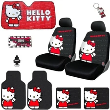 New Hello Kitty Car Truck Seat Covers Floor Mats Accessories Bundle Set 