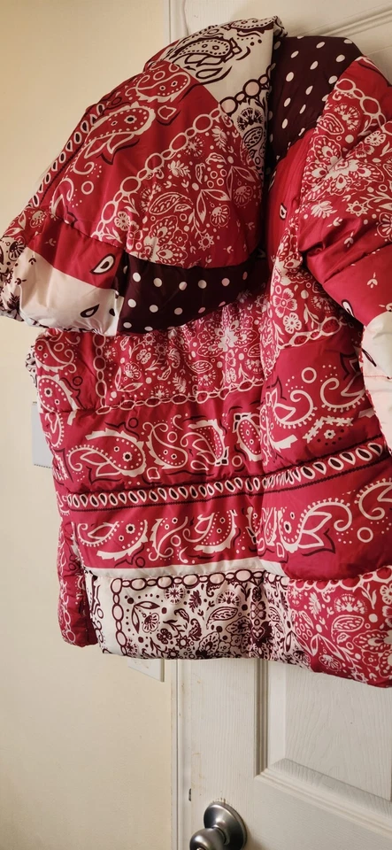 Mujer Paisley Bandana Puffer Chaqueta Ligera Cálida Elegante Invierno Prendas Exteriores Foto 3 de 4