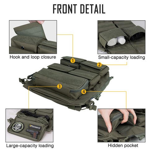 IDOGEAR Tactical Pouch Bag Zip On Panel W/ Mag Pouch Tactical Paintball Hunting - Picture 8 of 21