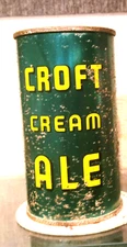 1938 CROFT CREAM ALE OI FLAT TOP BEER CAN CROFT BOSTON MASS IRTP 6 PRODUCT
