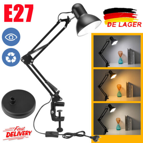 Retro Schreibtischlampe Gelenkarm Lampe Tischlampe Bürolampe Arbeitsplatzleuchte - Bild 1 von 21