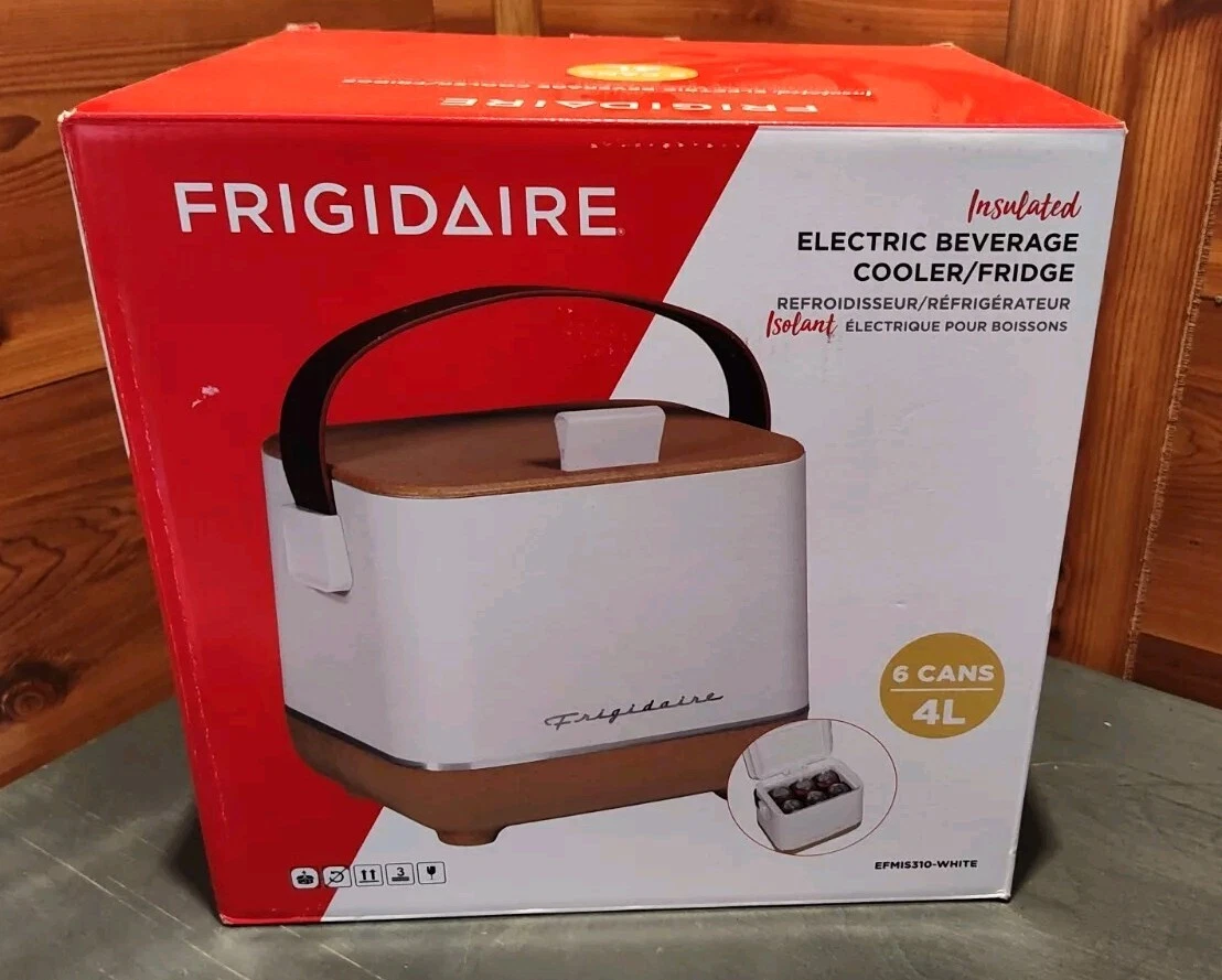 NIB WHITE FRIGIDAIRE® 6-CAN INSULATED ELECTRIC BEVERAGE COOLER/FRIDGE