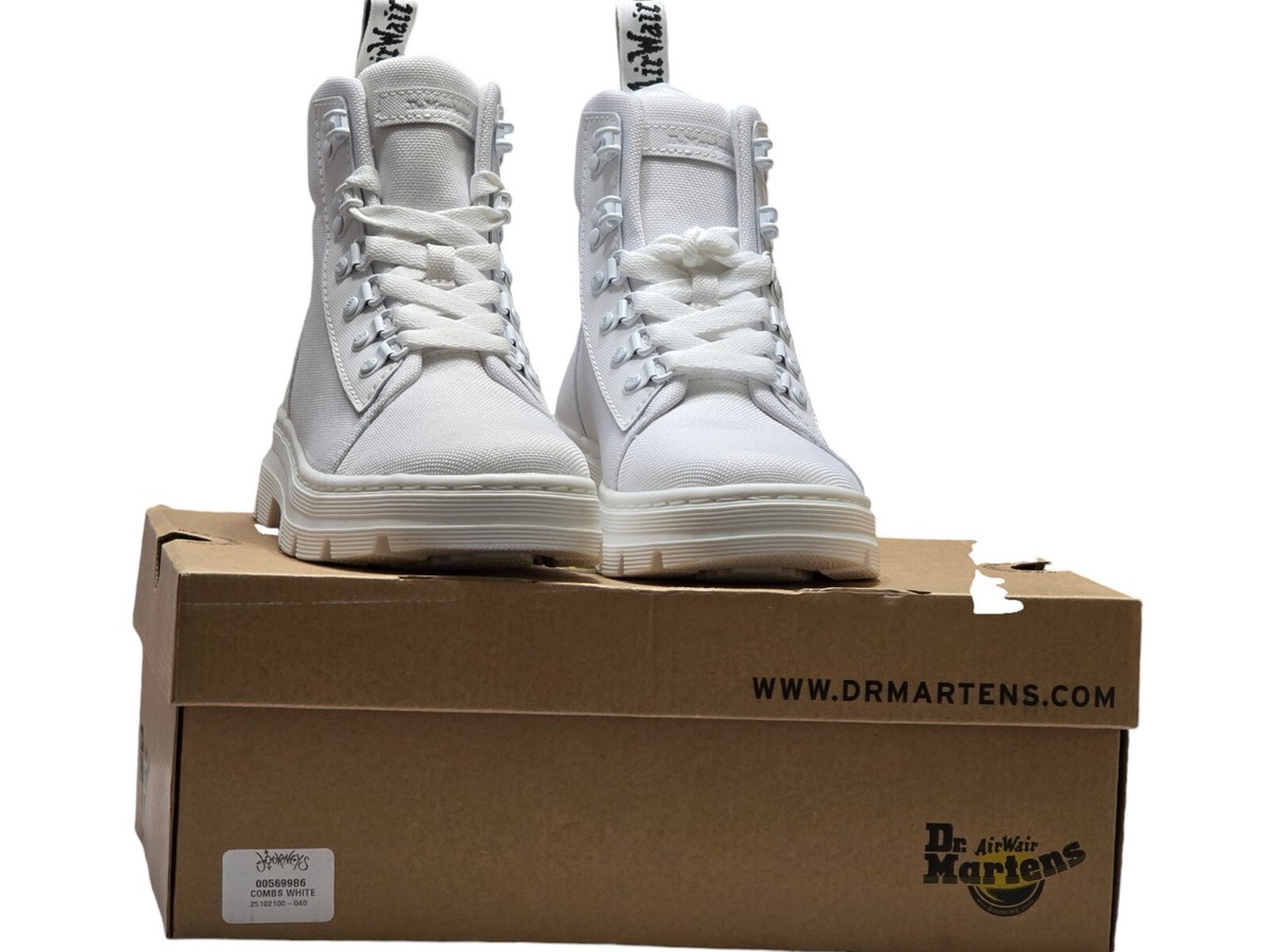 Dr. Martens Combs Platform White Canvas Combat Boots Doc Dr Martens Combs Platform Boots 6 Women | Mercari main image 3