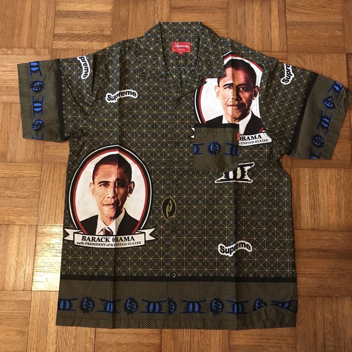 Supreme Obama Shirt Green Size M SHIPS ANYWHERE