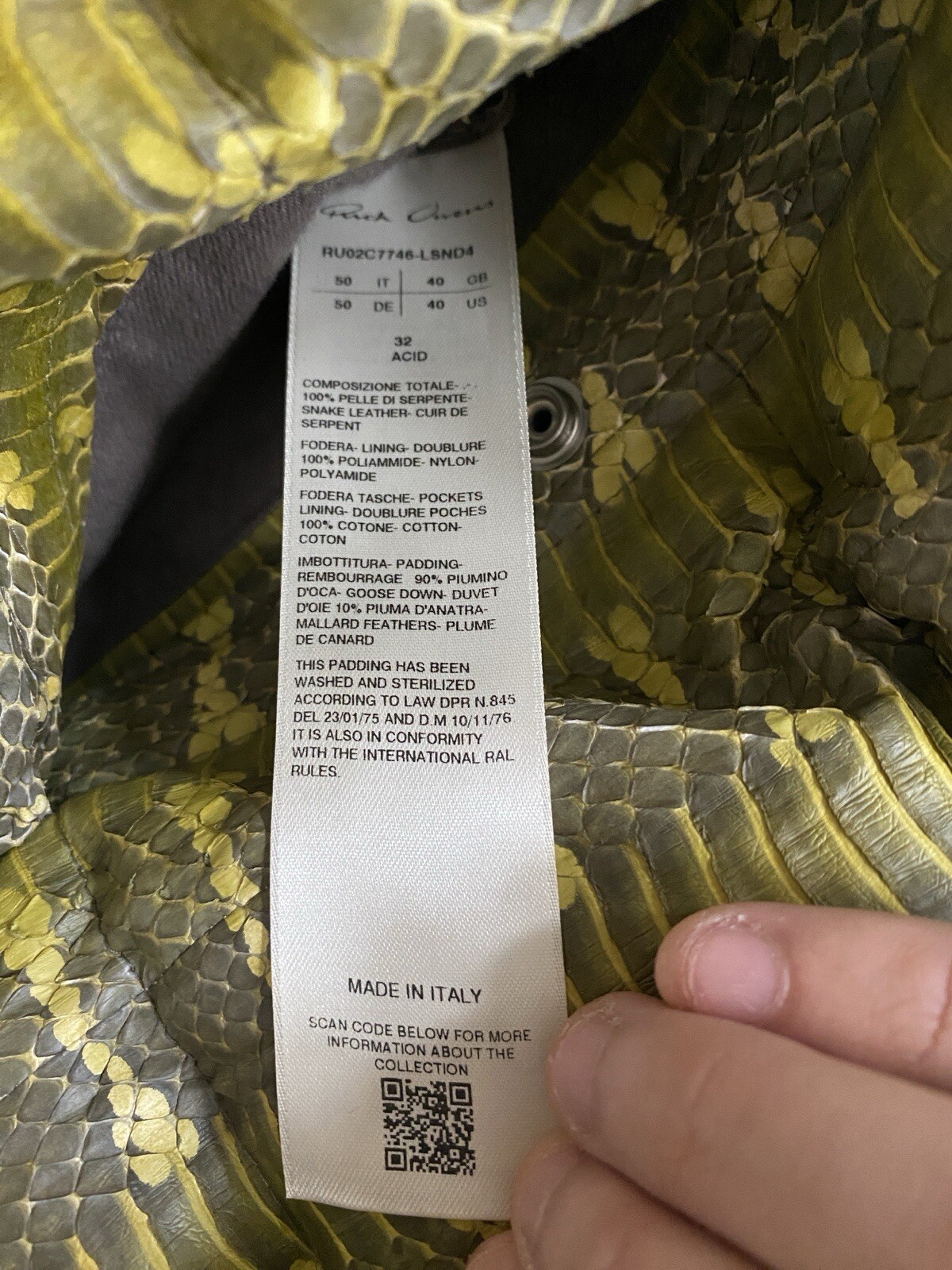 Rick Owens FW23 SEALED VEST PYTHON SNAKESKIN size… - image 20