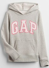 NEW kids girls GAP logo grey sweatshirt hoodie size L 10-11Y