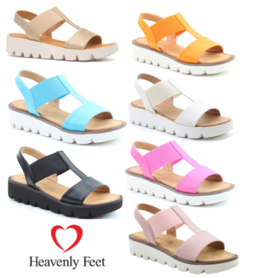 Heavenly Feet Ritz Damen-Sandalen leicht Sommer offene Zehenpartie Keilabsatz Schuhe UK4 8