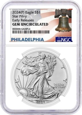 #ad 2024 P $1 Silver Eagle Star Privy Release NGC GEM Uncirculated Early Releases $139.00