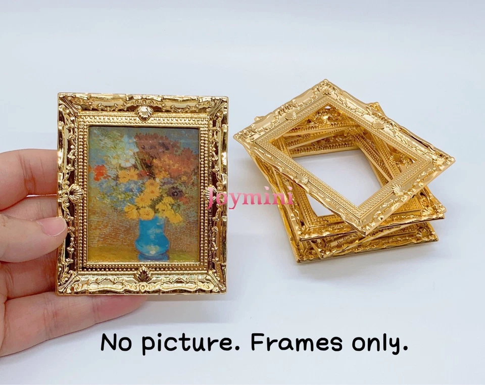 Marcos de fotos en miniatura para casa de muñecas de 4 piezas para arte decoración de paredes Foto 3 de 4