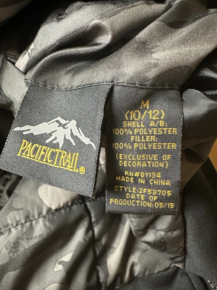 Pacific Trail Youth Reversible Camuflaje Puffer, Chaqueta de Pista Negra, Talla M Foto 3 de 4