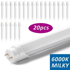 4FT T8 LED Tube Light 20 Pack 22W 6000K Milky Bright Fluorescent Replacement