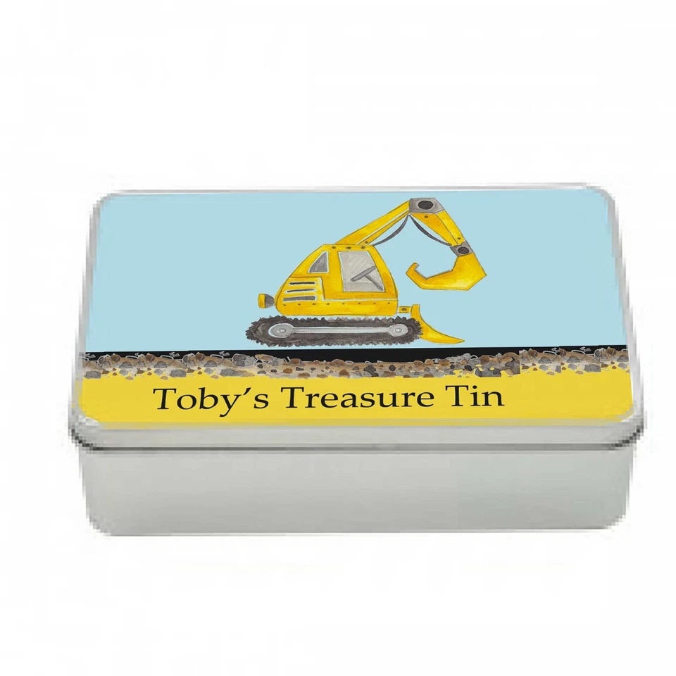 Personalised Digger Tin, Construction, Hand Made, Boys Birthday Gift Idea, Name - Image 3 of 4
