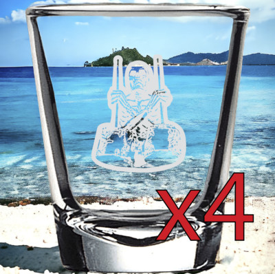 Skeleton Drummer x4 Shot Glasses Spirit Liquor Party 2 Oz Premium Customize NEW