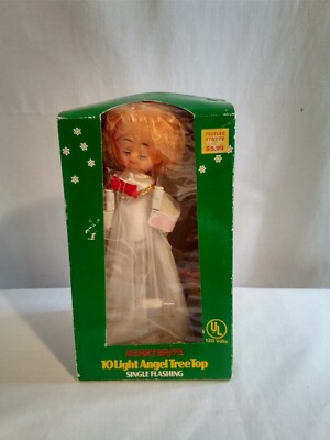 Vintage Blinking Angel Tree Topper Christmas Tree Topper Merrybrite Lights up