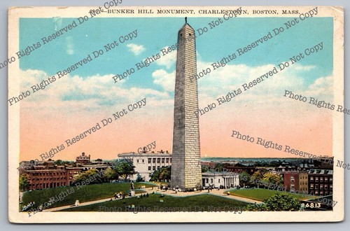 Vintage / Antique Postcard Bunker Hill Monument Charlestown Boston Massachusetts