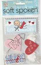 MAMBI Soft Spoken 3D Stickers A KID'S LOVE Valentine Theme 93234 Fast FREE Ship!