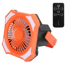Camping Fan with LED Lantern,Rechargeable Battery Operated Outdoor Tent Fan