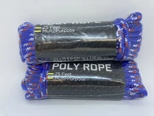2 Pro Essentials Multi-Purpose 0.25" Diameter Poly Ropes 25ft Each Blue