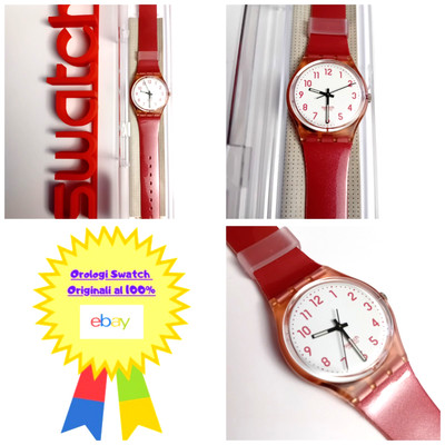 Swatch Standard Gent Nuovo Pink GR130 1996 Vintage Orologio da polso Anni 90 NOS
