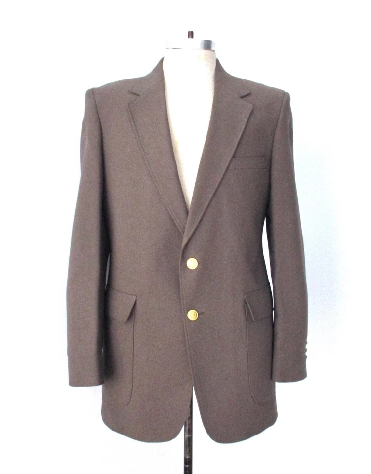 De Colección Años 70 Moca Marrón Poli 2 Piezas Traje de Negocios Blazer Pierna Ancha Pantalones Disco Pimp 42R Foto 3 de 4