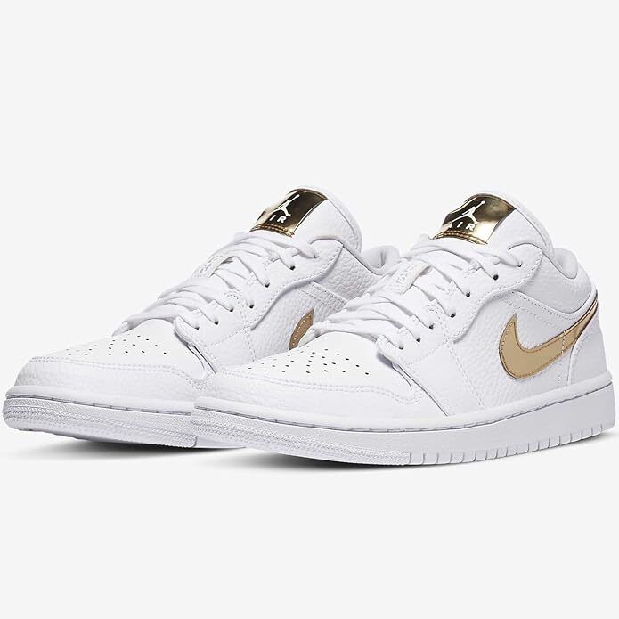 Nike Air Jordan 1 Low ホワイト メタリックゴールド 送料関税込 Size 8.5 - Air Jordan 1 Retro Low White Metallic Gold W for