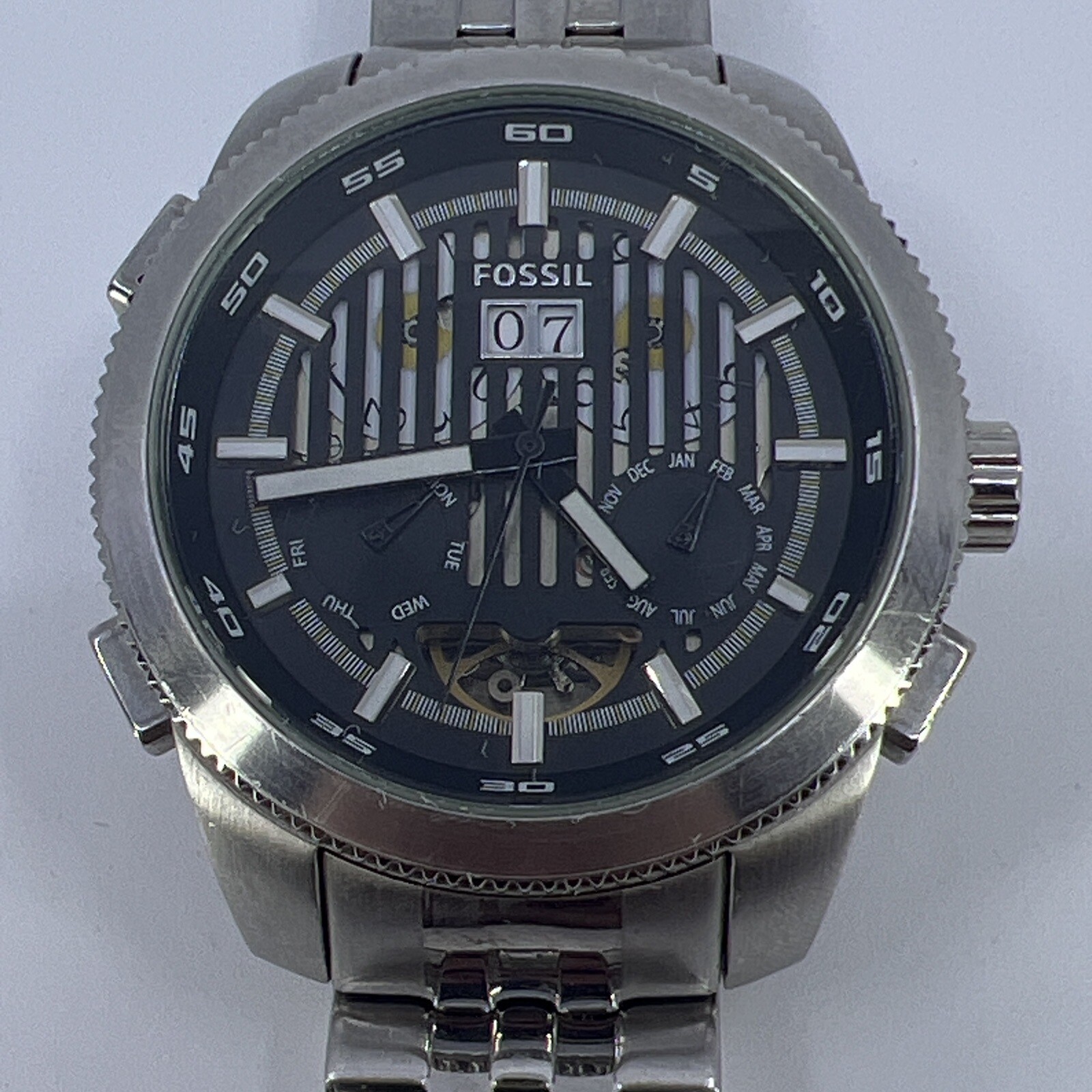 Fossil ME9025 Automatic Skeleton Watch Black Stai… - image 2