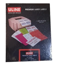Uline Premium Laser Labels Orange 4×1" (2000 labels) S-112460 New