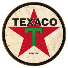 Tin Signs Texaco Round Circle Logo Reproduced From Authentic Vintage Advertising