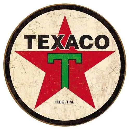 Tin Signs Texaco Round Circle Logo Reproduced From Authentic Vintage Advertising