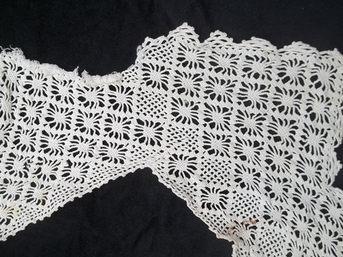 Vintage Crochet Collar Beige Diamond Pattern 5 1/2 inch wide CL46 - Picture 9 of 12