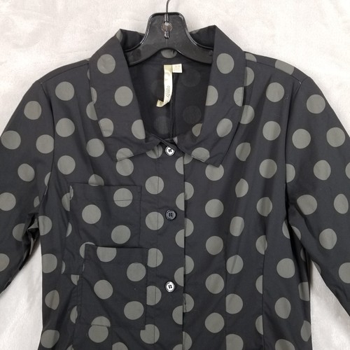 Comfy USA Blouse Women XS Black Dot Asymmetrical Architectural Cuff Sleeve Tunic - Picture 4 of 11