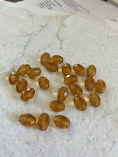 Czech Glass Faceted Beads ~ 13mm Oval ~  Gold ~ Pack Of 20