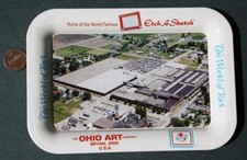 Bryan Ohio Art Co Etch A Sketch World of Toys colorful metal tray Vintage NICE 