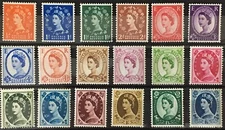 GB QEII 1952 - 1967 Mixed Set of 18 Wildings Including 11d Brown MNH