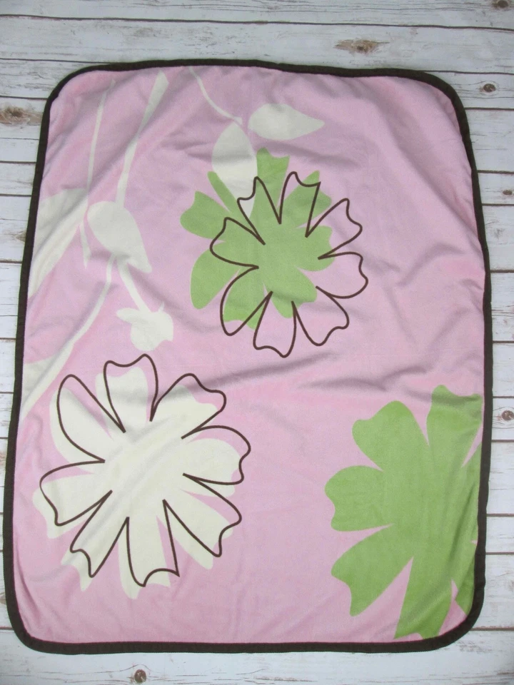 Manta Bebé Cocalo Marrón Rosa Verde Flor Floral Lunares Reversible Seguridad Foto 2 de 4