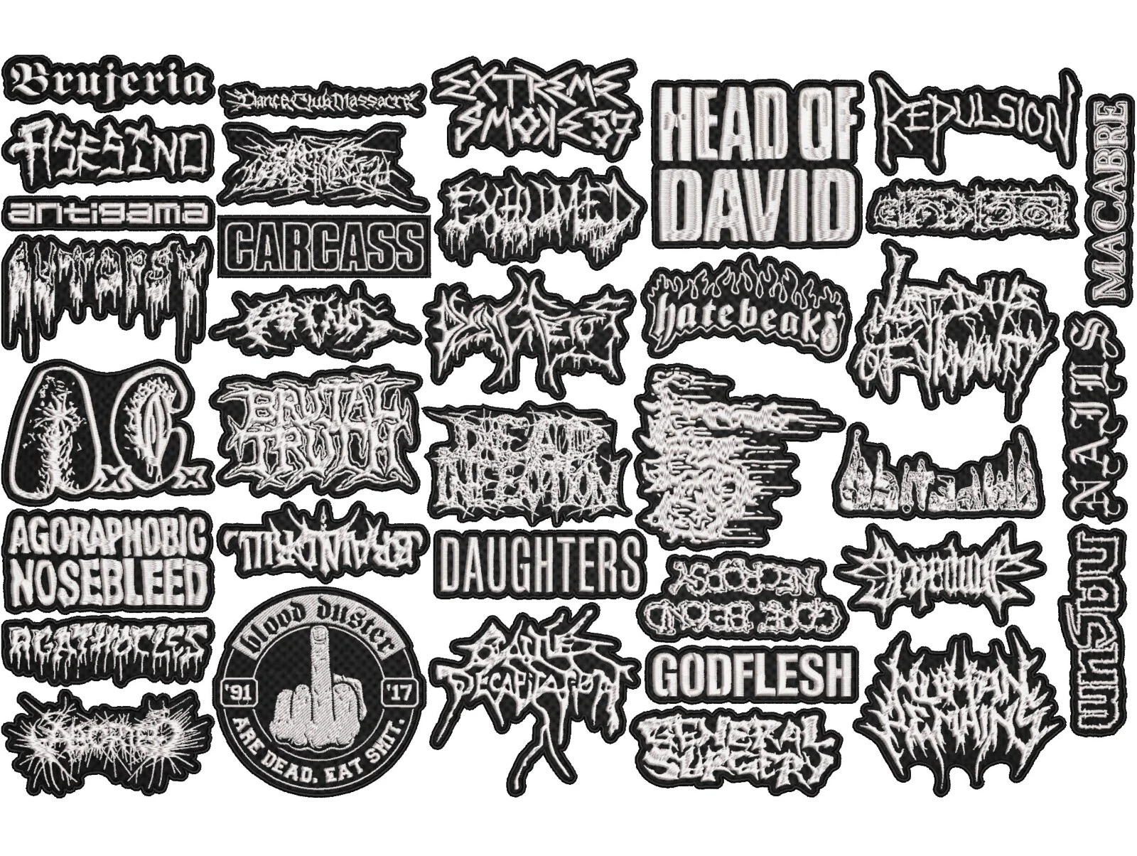 Grindcore Metal full EMBROIDERY shaped 10pcs/Lot Random Mix Sew-On Patches