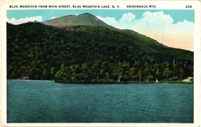 Blue Mountain from Main Street Blue Mountain Lake NY Postcard 1920s
