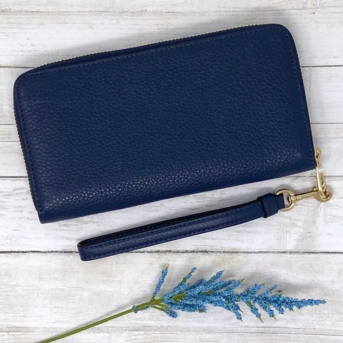 Cartera Coach Larga con Cremallera Alrededor Cuero Azul Cobalto C4451 - Imagen 3 de 5