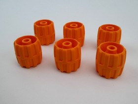 Lot of 6 Lego Small Orange Hard Plastic Wheels 22mm x 24mm ~ Part # 6118