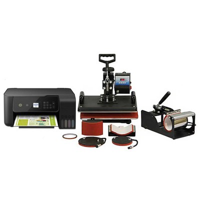 Hitze Presse 5in1 Kombi T-Shirt Becher Kappe Platte Sublimation Drucker Transfer Paket