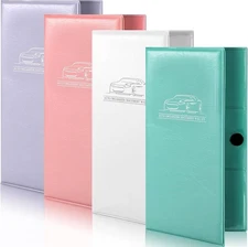 BBTO 4 Pcs Car Registration and Insurance Card Holder, Automobile White 