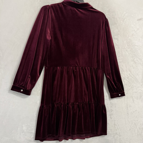 Jude Connally Henley Velvet Mini Dress Size XL Garnet Maroon Boho Gypsy Witch - Picture 13 of 16