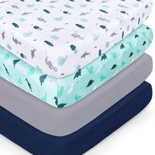 Crib Sheets for Boys or Girls 4-Pack, Fitted Crib Sheet 52'' x 28'' for Stand...