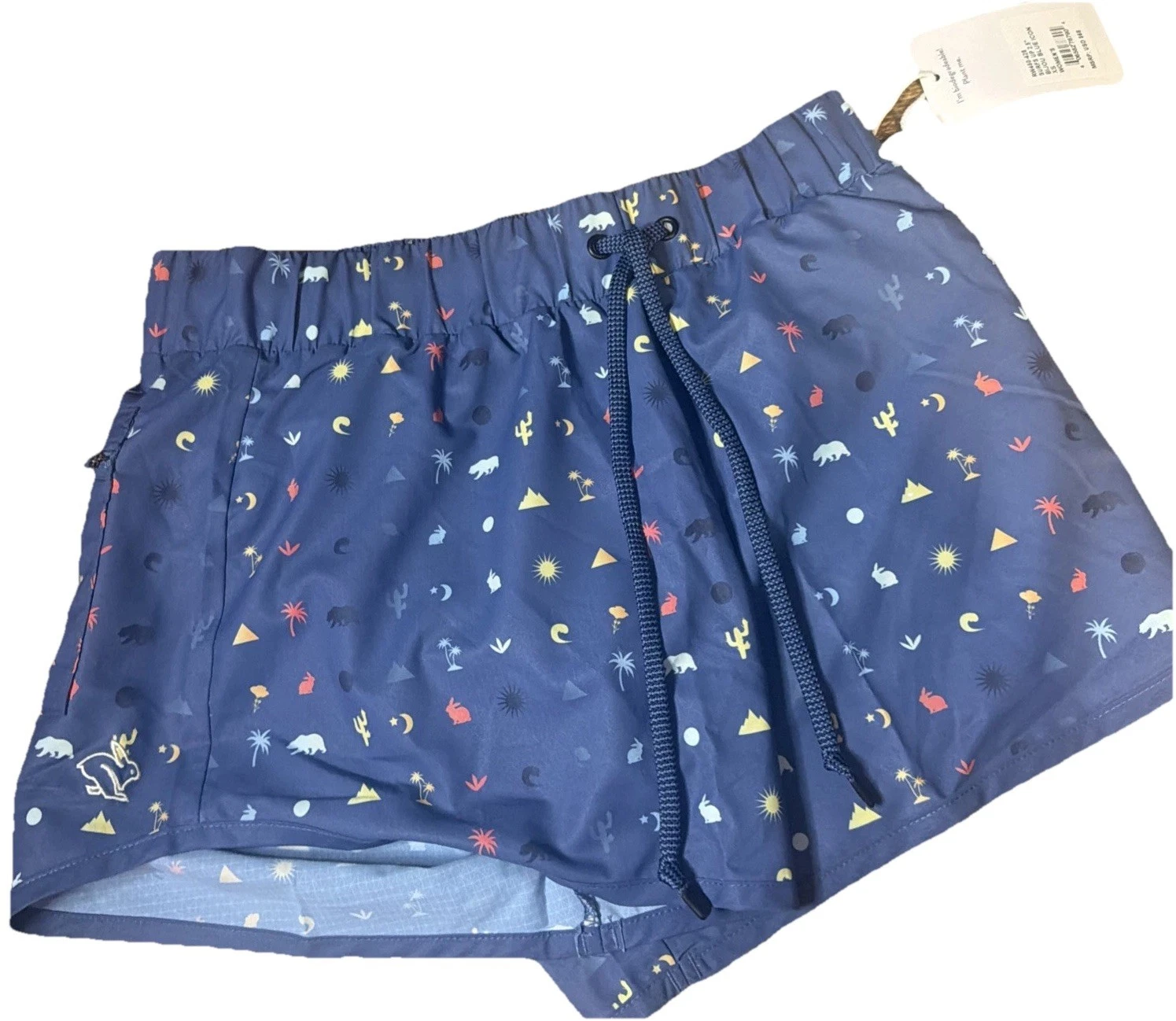 Rabbit Women’s Blue Printed Running Shorts XS NWT 3” Inseam Athletic Trail