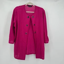 Ming Wang Womens Textured Knit Jacket Size XL Vibrant Minimalist Modern Workwear